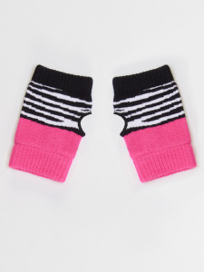 Zebra Kız Çocuk Pembe Siyah Parmaksız Eldiven - 4
