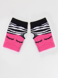 Zebra Kız Çocuk Pembe Siyah Parmaksız Eldiven - 2