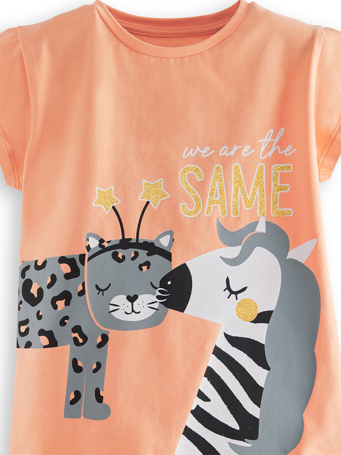 Zebra ve Leo Kız Çocuk T-shirt Şort Takım - 5