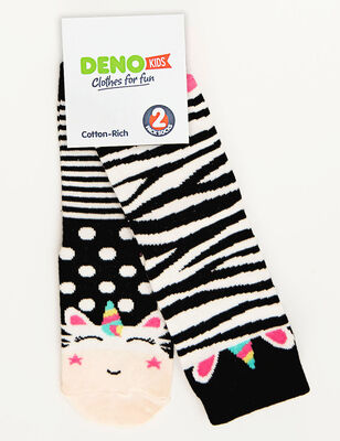 Zebracorn Kız Çocuk Soket Çorap 2'li Takım