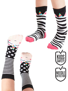 Zebra Desenli Kız Çocuk Soket Çorap 2'li Takım - Denokids