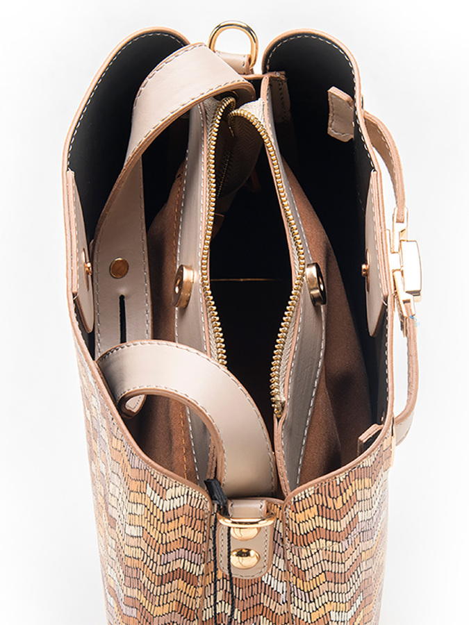 Zigzag Desenli Omuz Çantası - 5