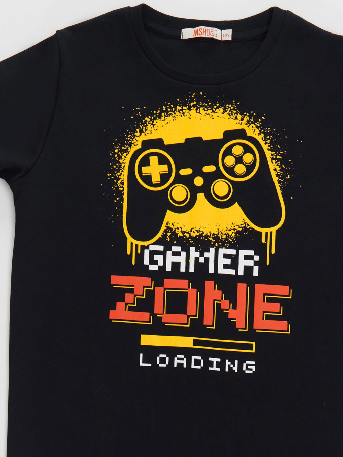 Zone Erkek Çocuk Siyah T-shirt Gri Şort Takım - 5