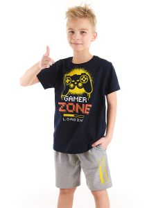 Zone Erkek Çocuk Siyah T-shirt Gri Şort Takım - MSHB&G